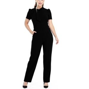 Maggy London Black Tie Neck Short Sleeve Jumpsuit- New With Tag- Reemoly